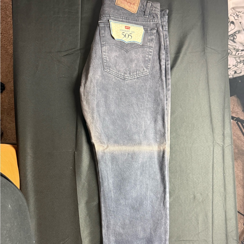 Original Vintage 90s Levi's Men's Washed Black Straight Jeans with Tags.